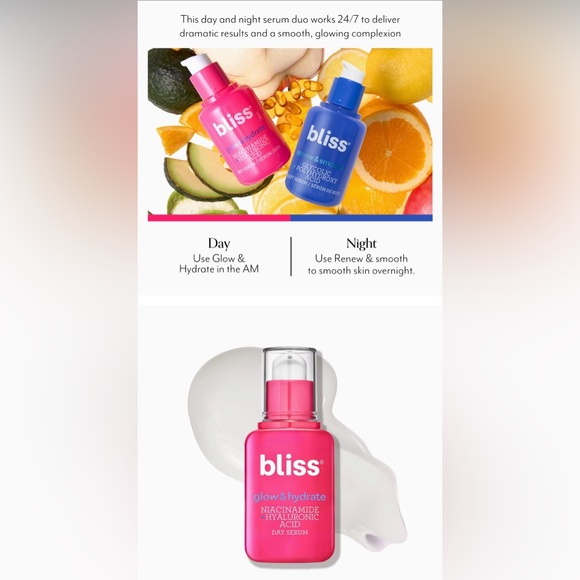 Bliss Glow & Hydrate Day Serum and Renew & Smooth Night Serum, size .27 oz each - Picture 4 of 6